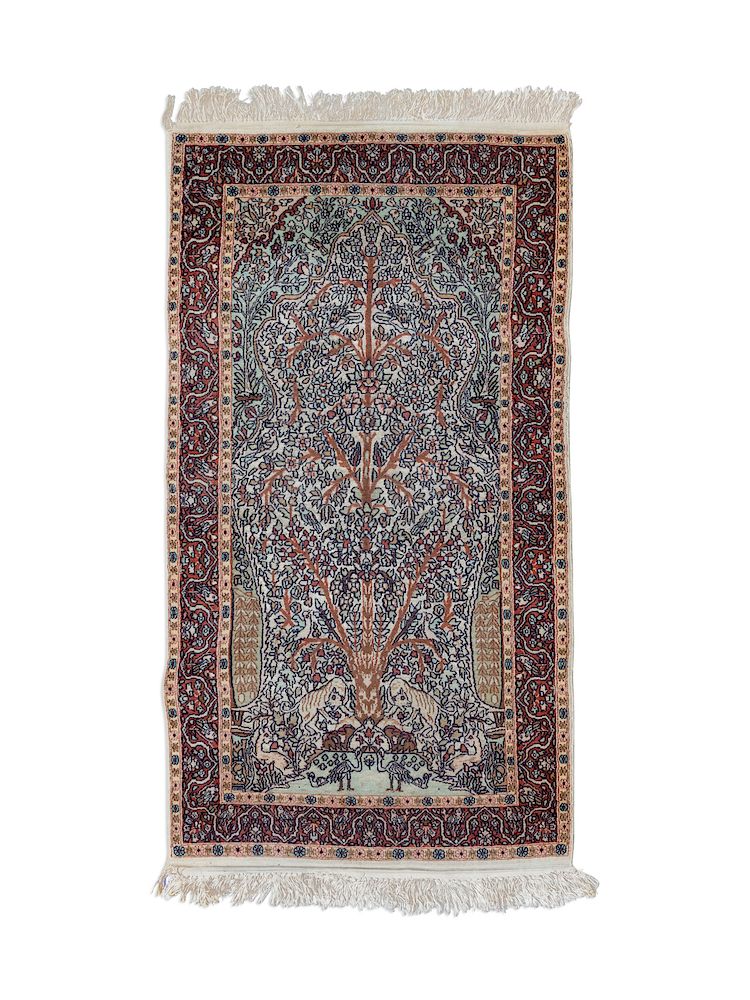 Appraisal: A Kashmir Wool Silk and Cotton Rug A Kashmir Wool