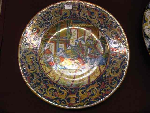 Appraisal: Italian Majolica Faience Pottery Charger signed Roman ''takeover'' scene ''