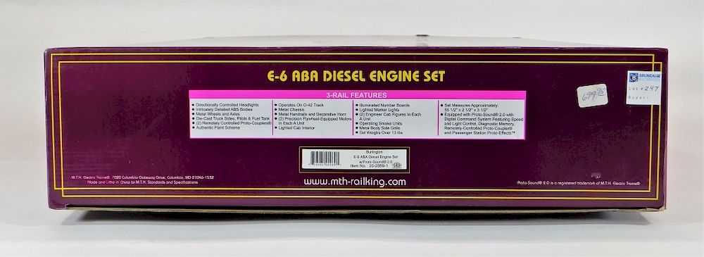 Appraisal: MTH Burlington E- ABA Diesel Engine O Train Set United