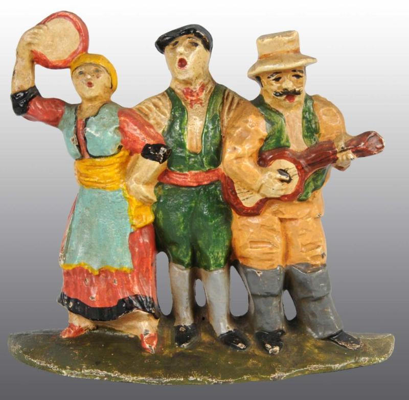 Appraisal: Cast Iron Street Singers Doorstop Description Made by Hubley cat