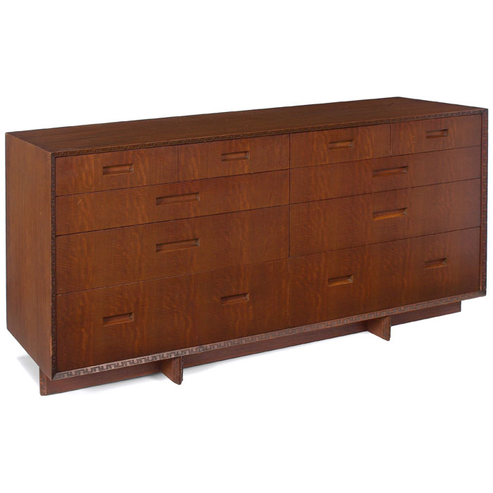 Appraisal: Frank Lloyd Wright chest of drawers manufactured by Heritage Henredon