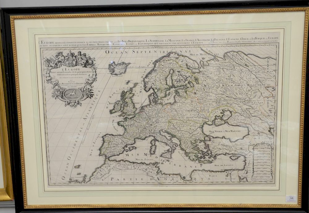 Appraisal: Large hand colored engraved map of L'Europe Divise suivant sanson