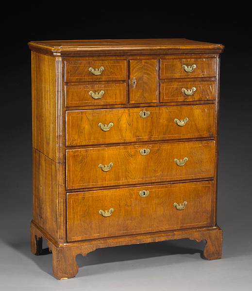 Appraisal: A George II inlaid walnut high chest The rectangular top