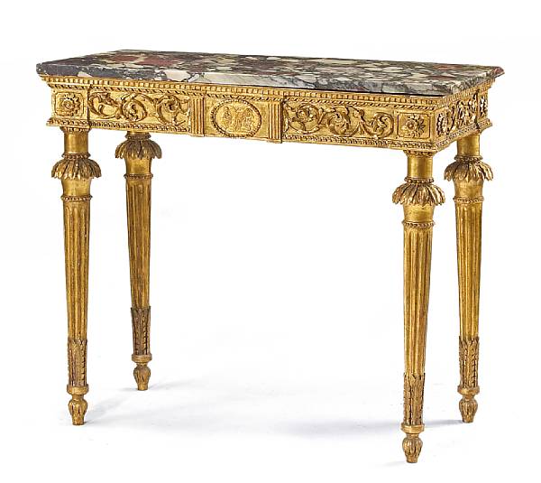 Appraisal: A fine Italian Neoclassical giltwood console table fourth quarter th