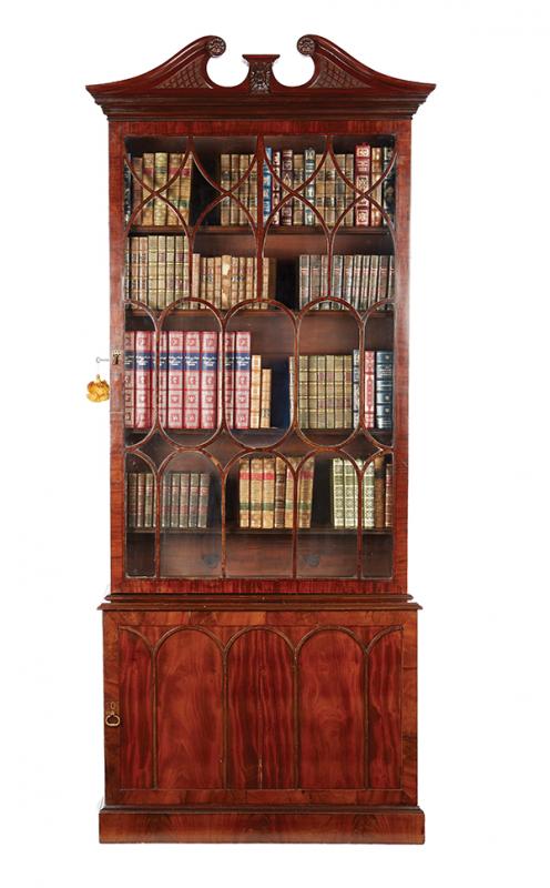 Appraisal: A GEORGE III MAHOGANY BOOKCASE CABINET FOURTH QUARTER OF THE