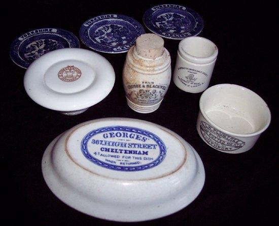 Appraisal: Three Willow pattern saucers transfer printed Yorkshire Relish cm diameter