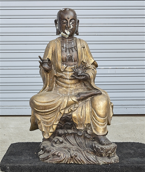 Appraisal: Chinese seated bronze gilt robed buddhist figure x x approx