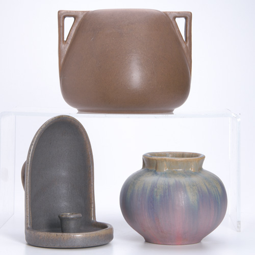 Appraisal: FULPER Three pieces in matte glazes including a candle sconce