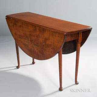 Appraisal: Queen Anne Tiger Maple Drop-leaf Table southeastern New England late