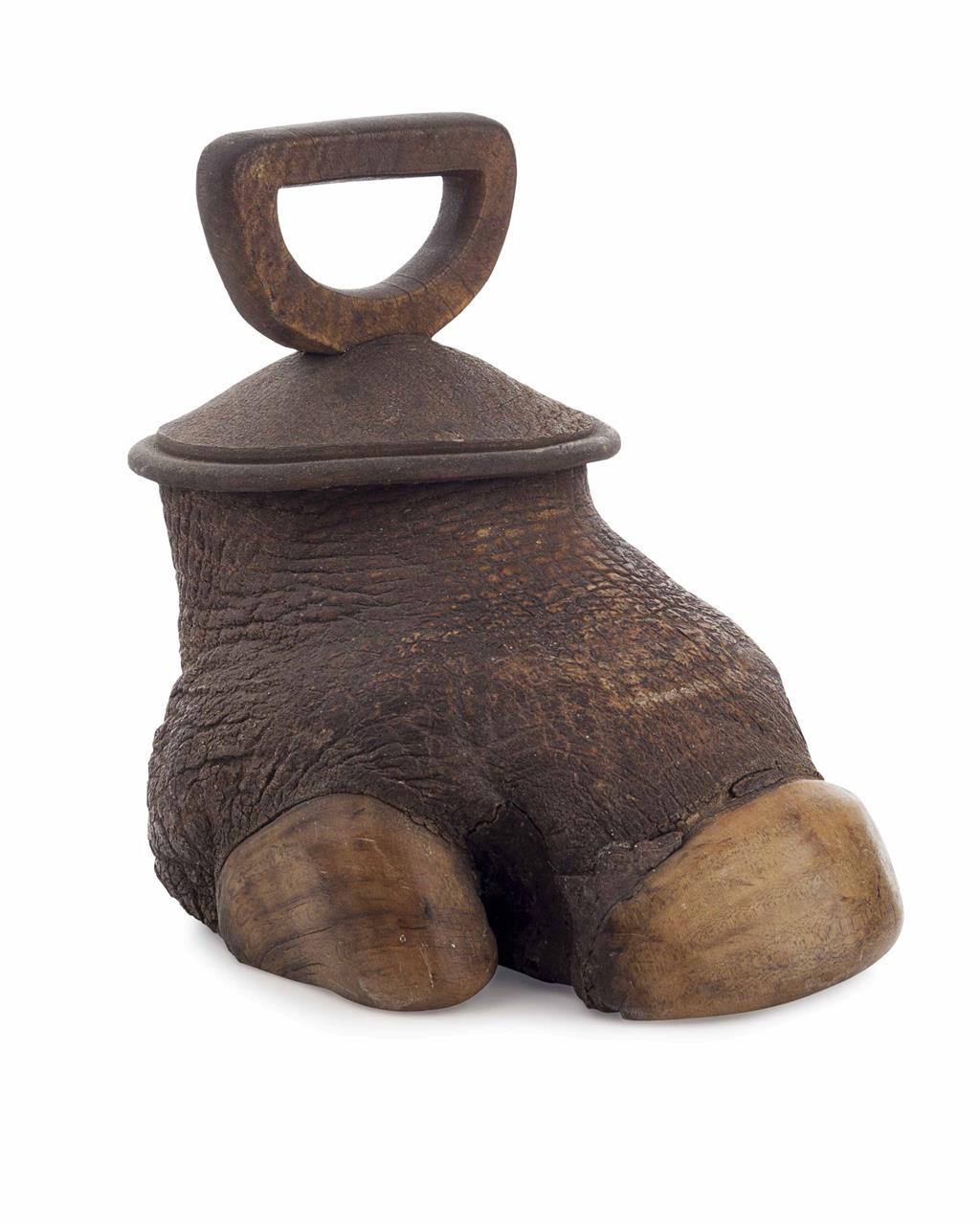 Appraisal: RHINOCEROS FOOT DOOR STOP TH CENTURY weighted with a metal