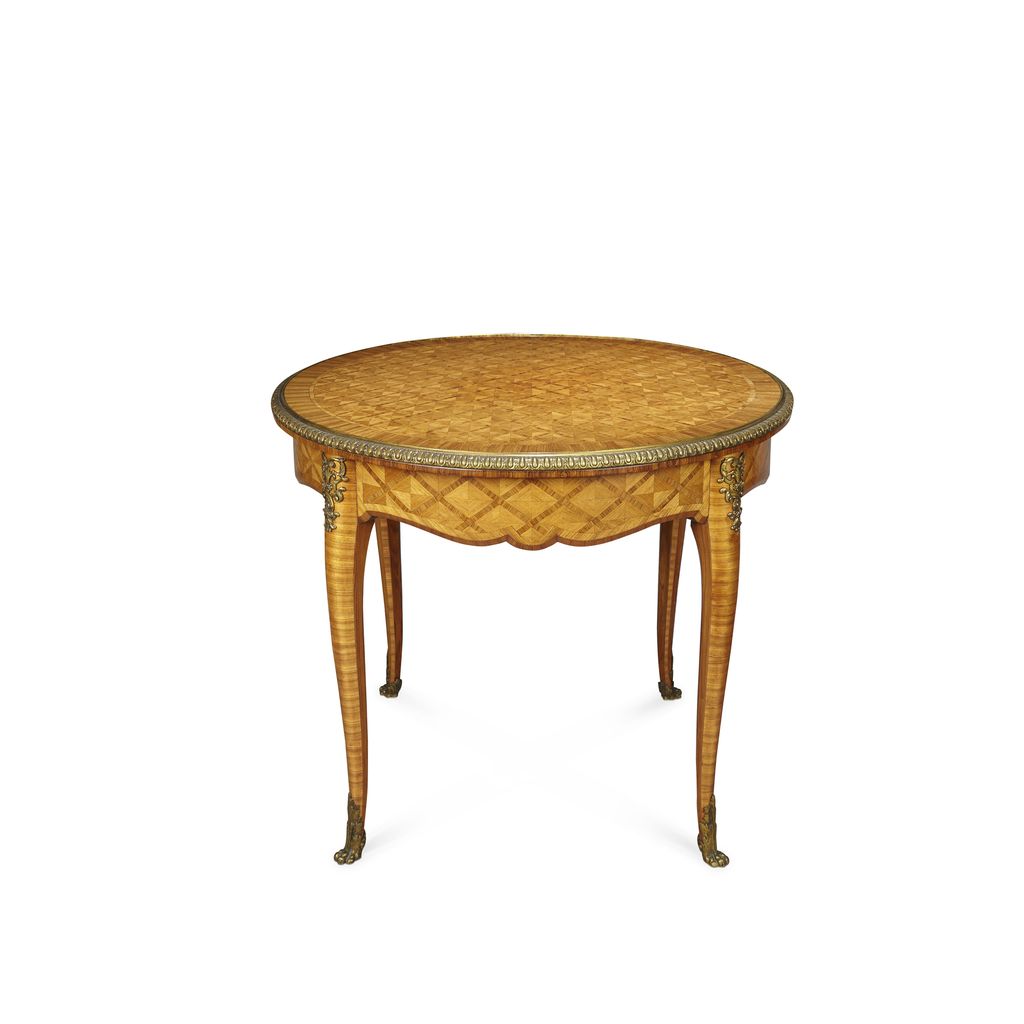 Appraisal: LOUIS XV STYLE KINGWOOD AND BOIS SATINE PARQUETRY CENTRE TABLE