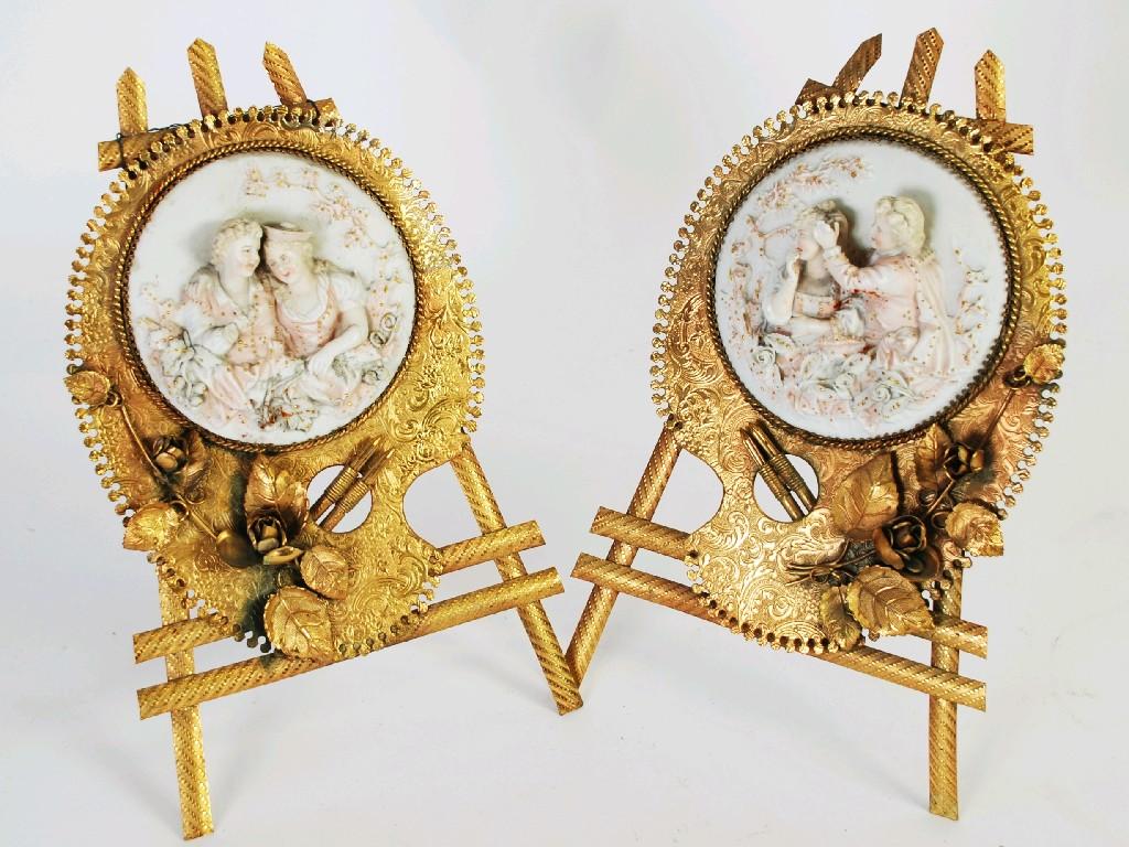 Appraisal: PAIR OF LATE NINETEENTH CENTURY FRENCH PORCELAIN AND GILT METAL