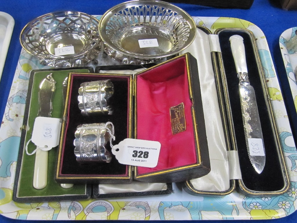 Appraisal: Tray lot of EP - bon bons napkin rings cake