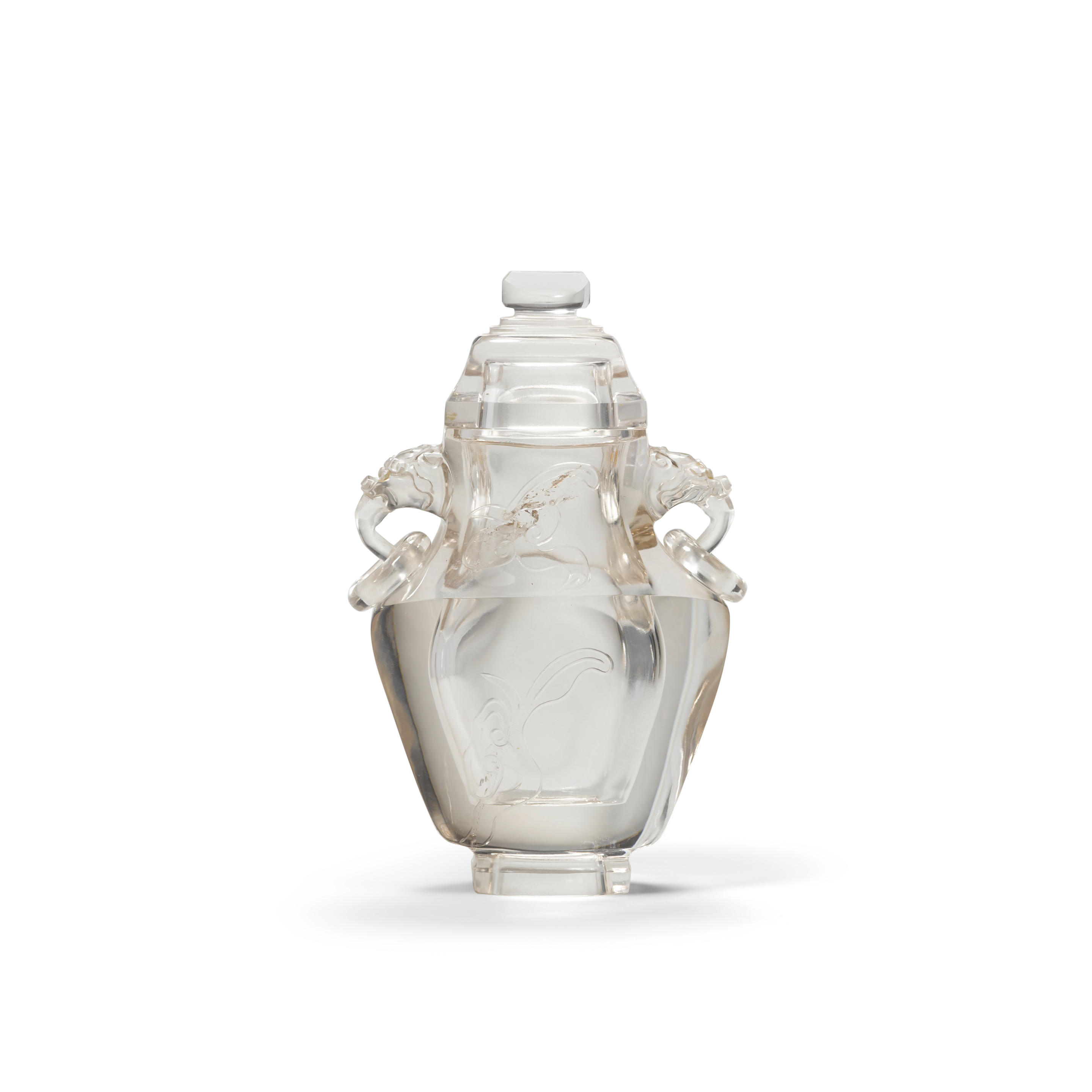 Appraisal: A ROCK CRYSTAL 'LINGZHI' VASE AND COVER th century th