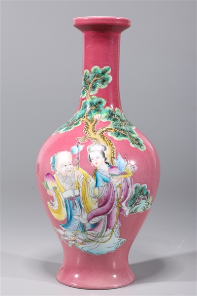 Appraisal: Chinese famille rose enameled porcelain vase with figures and trees