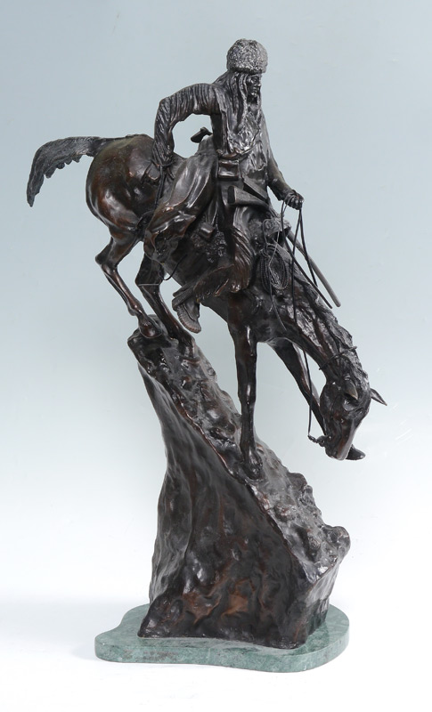 Appraisal: MOUNTAIN MAN'' BRONZE AFTER REMINGTON '' h affixed to marble