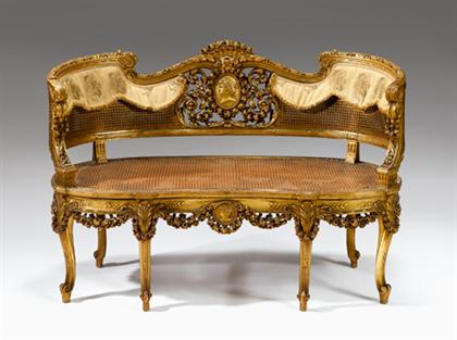 Appraisal: Louis XV style giltwood cane and upholstered canap late th