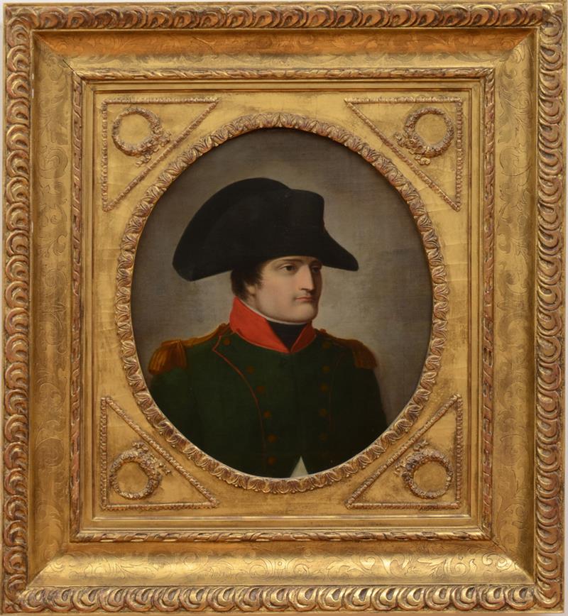 Appraisal: FRENCH SCHOOL PORTRAIT OF NAPOLEON BONAPARTE Oil on canvas unsigned