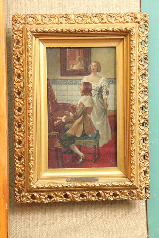 Appraisal: GENRE PAINTING OF A SINGING COUPLE Oil on canvas unsigned