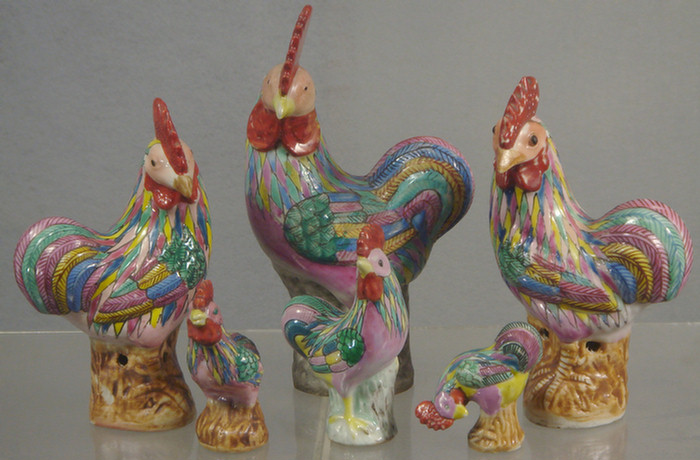 Appraisal: Chinese export porcelain Famille Rose lot of roosters with tallest