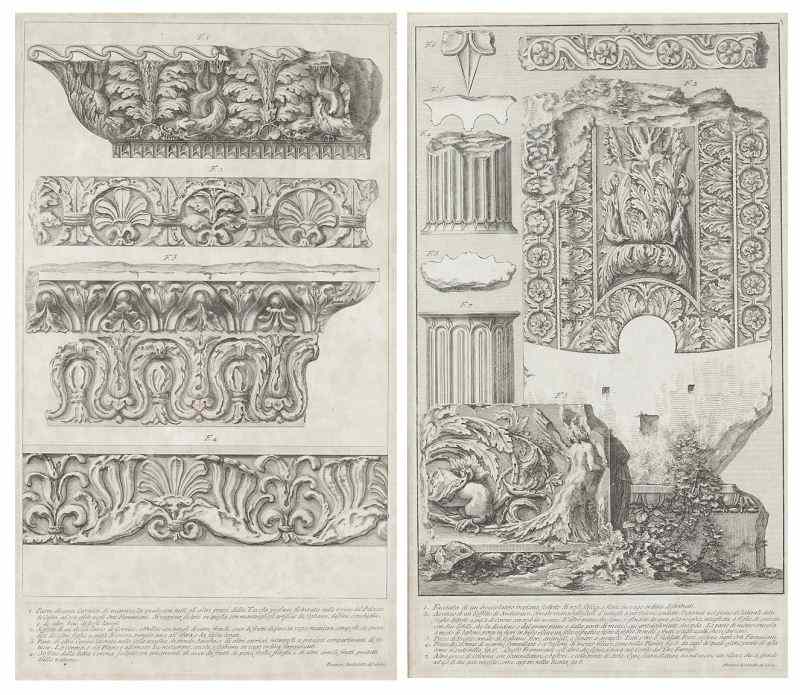 Appraisal: Pair of Architectural Engravings by Piranesilikely th century strong impressions