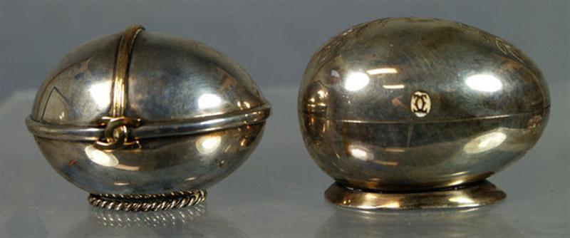 Appraisal: Cartier sterling and K LE hinged eggs each with a