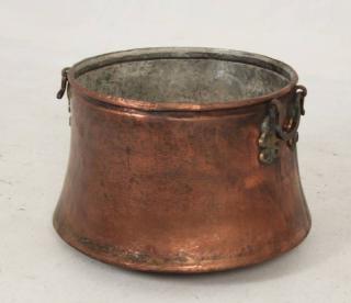 Appraisal: LARGE HAMMERED COPPER LOG BUCKET WITH HAND FORGED HANDLES H