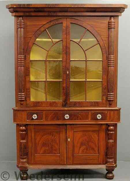 Appraisal: York County Pennsylvania Rupp style two-piece corner cupboard early th