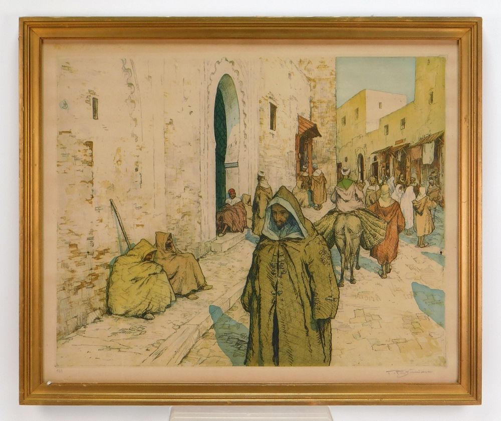 Appraisal: Tavik Frantisek Simon City Street Scene Etching Tavik Frantisek Simon