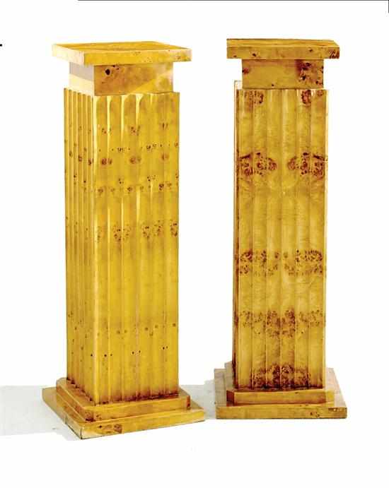 Appraisal: Pair Regency style burlwood pedestals th century square top and