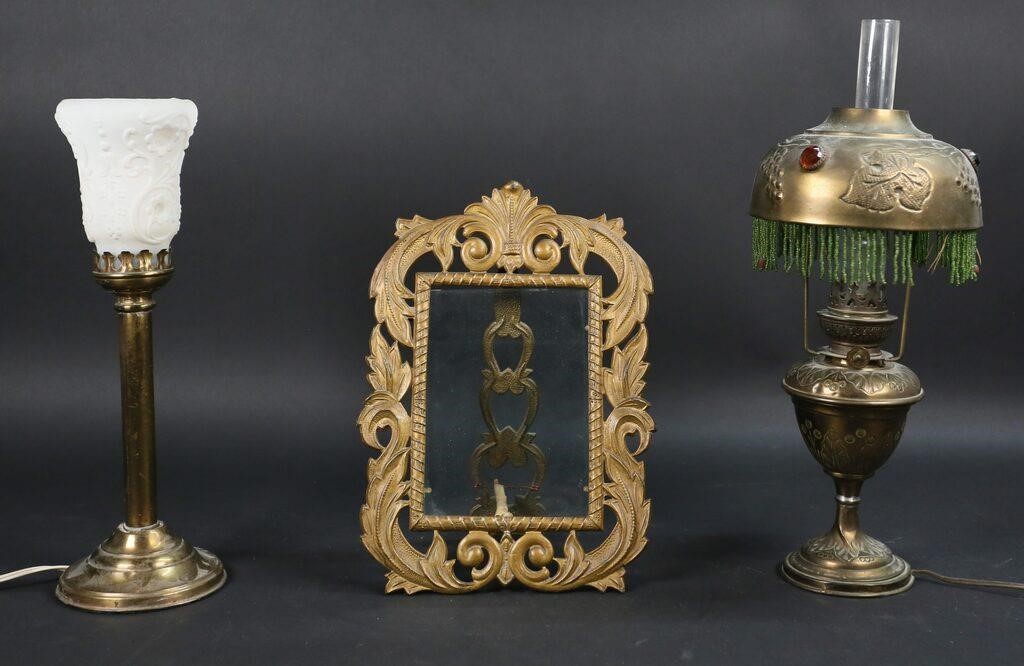 Appraisal: piece brass lot B H style brass frame H x