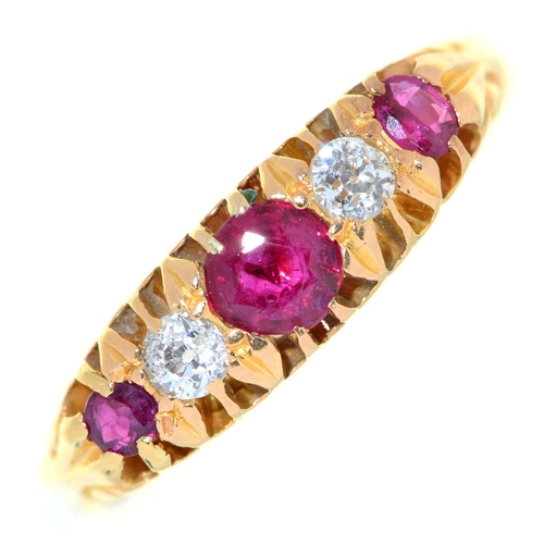 Appraisal: A synthetic ruby and white stone in gold marked ct