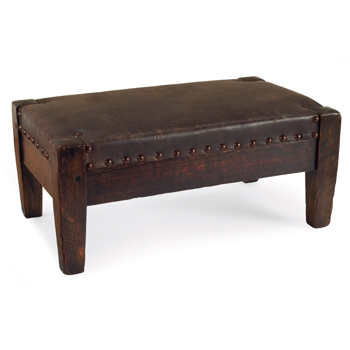 Appraisal: Arts Crafts footstool in the style of Roycroft leather top