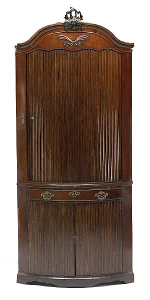 Appraisal: A Dutch Neoclassical mahogany corner cabinet late th century In