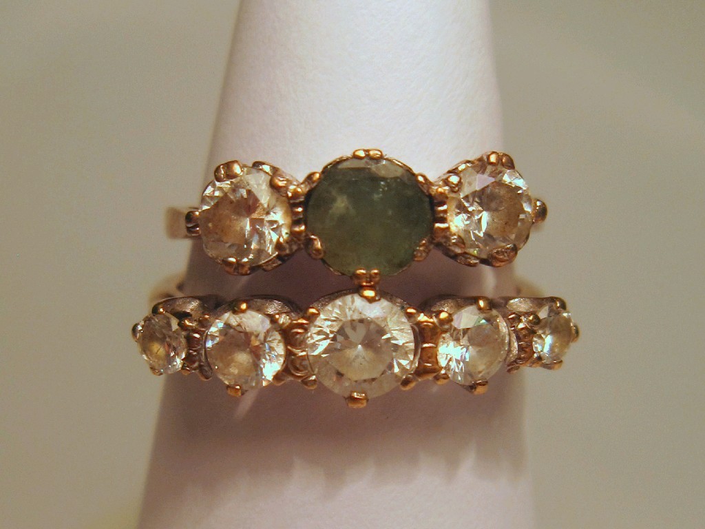 Appraisal: Lot comprising a ct gold gem set five stone ring