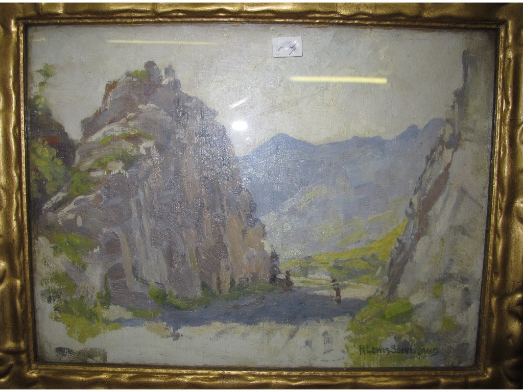 Appraisal: ROBERT LEWIS SUTHERLAND Oil on board 'Mountain Pass' signed