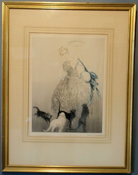 Appraisal: Louis Icart Plate of Milk pencil signed Louis Icart and