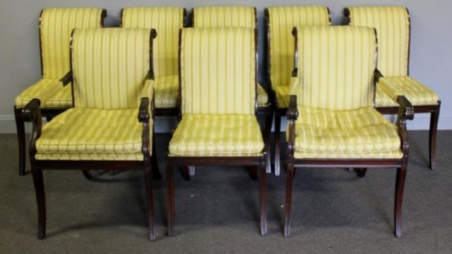 Appraisal: Set of Custom Mahogany Dinner Chairs Two arm and six