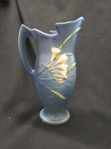 Appraisal: Roseville Pottery Freesia Water Pitcher blue - base chip