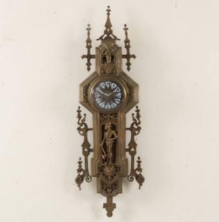 Appraisal: FRENCH RENAISSANCE STYLE BRONZE CARTEL CLOCK WITH RAISED ENAMEL NUMERICAL