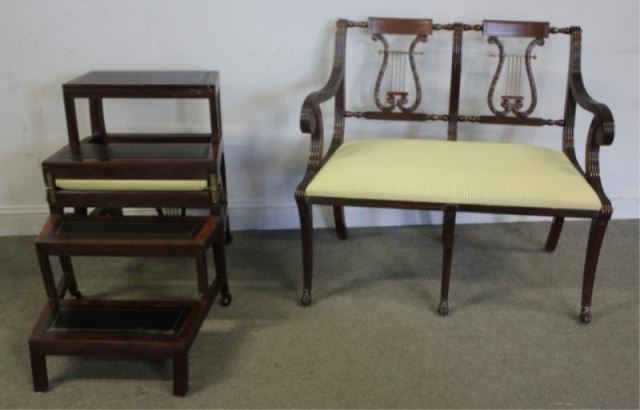 Appraisal: Metamorphic Library Step Settee Set A rare and fine quality