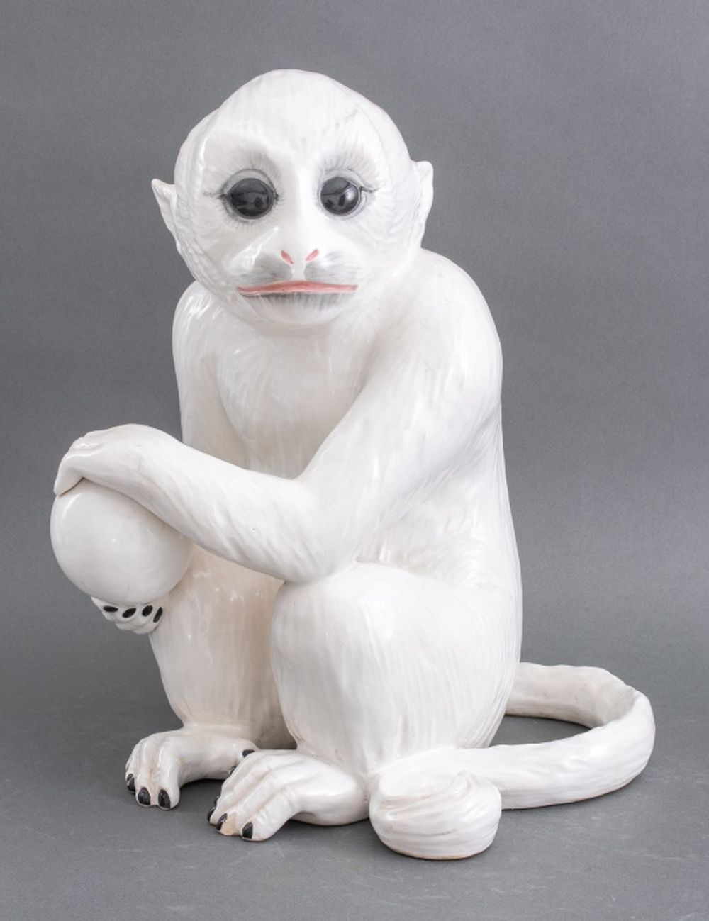 Appraisal: ITALIAN WHITE CERAMIC MARMOSET OR MONKEY S Italian ceramic marmoset