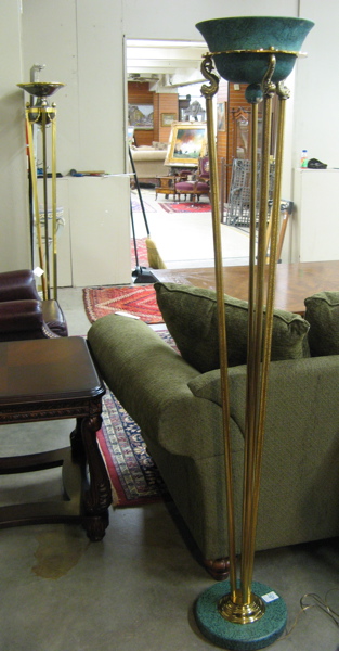 Appraisal: TWO SIMILAR TORCHIERE FLOOR LAMPS classical design contemporary Both lamps