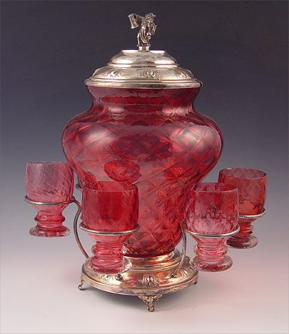 Appraisal: CRANBERRY GLASS CIDER SET attrib to EARLY NEW ENGLAND GLASS