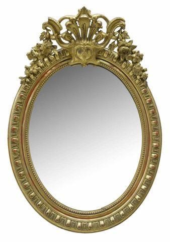 Appraisal: French Louis XV style giltwood oval wall mirror late th