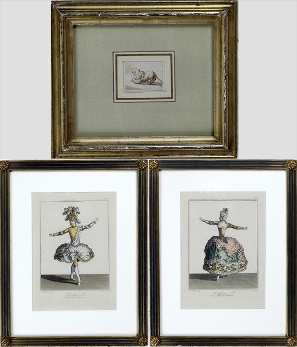 Appraisal: French School Silphide and Silphe Hand-colored engravings with gilding matted