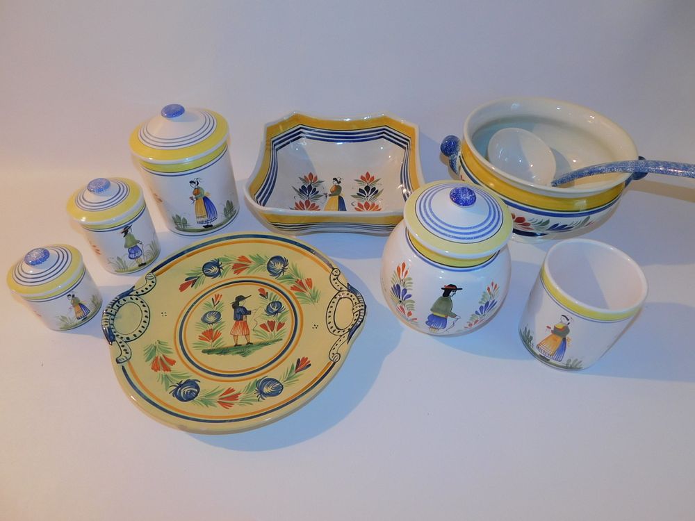 Appraisal: LOT QUIMPER POTTERY - SERVING PIECES Lot of pieces old