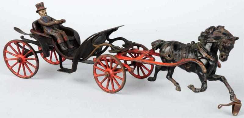 Appraisal: Cast Iron Horse-Drawn Phaeton Carriage Toy Original horse and driver