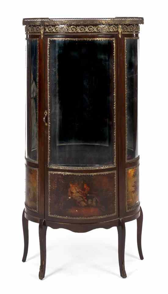 Appraisal: A Continental Gilt Metal Mounted and Vernis Martin Decorated Vitrine