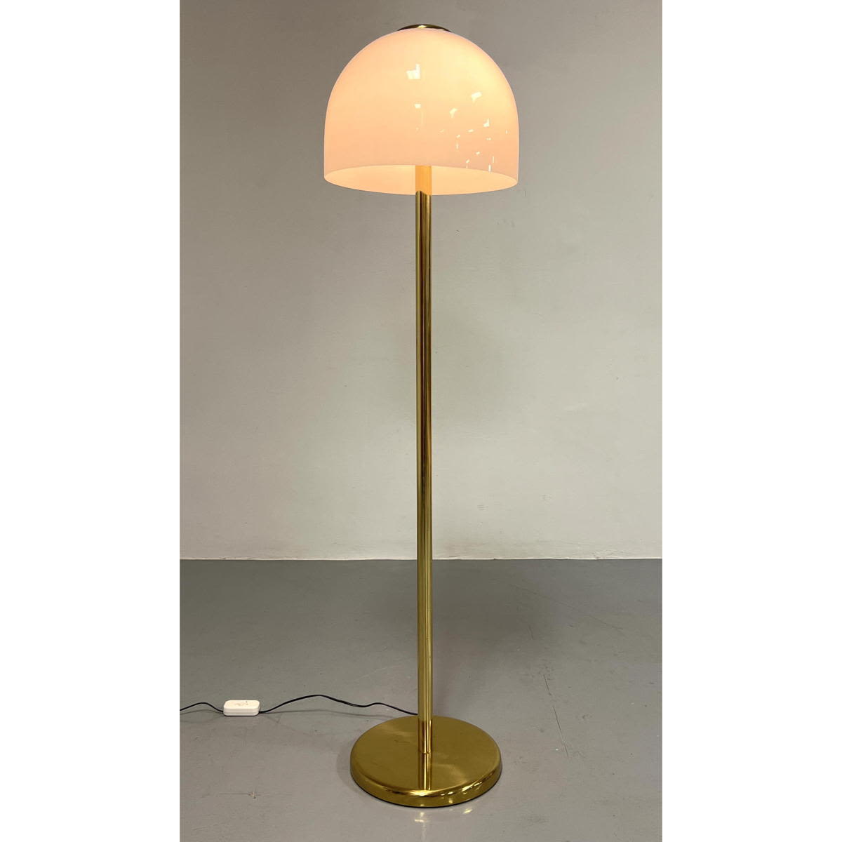 Appraisal: F Fabbian Italy Floor Lamp Brass base Glass shade Dimensions